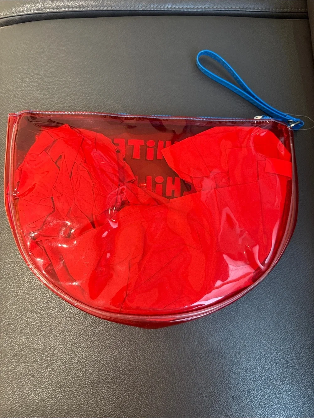“Red, White & Chill” Red Clear Wristlet Pouch